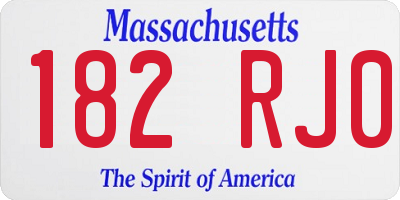 MA license plate 182RJ0