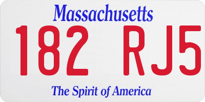 MA license plate 182RJ5