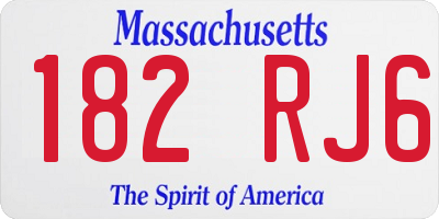 MA license plate 182RJ6