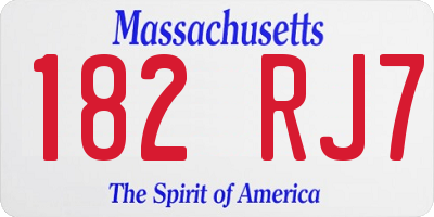 MA license plate 182RJ7