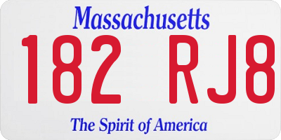 MA license plate 182RJ8