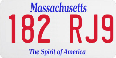 MA license plate 182RJ9