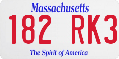 MA license plate 182RK3
