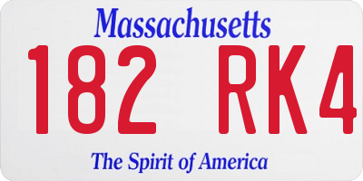 MA license plate 182RK4