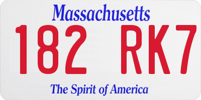 MA license plate 182RK7