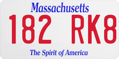 MA license plate 182RK8