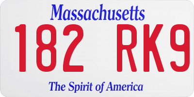 MA license plate 182RK9