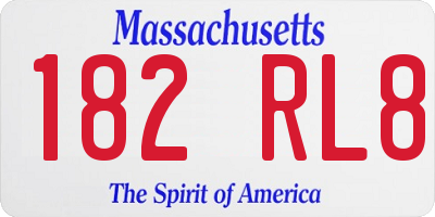 MA license plate 182RL8