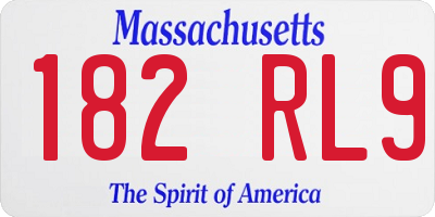 MA license plate 182RL9