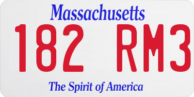 MA license plate 182RM3