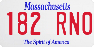 MA license plate 182RN0