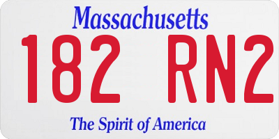 MA license plate 182RN2