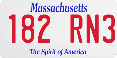 MA license plate 182RN3