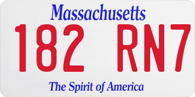MA license plate 182RN7