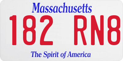 MA license plate 182RN8