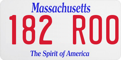 MA license plate 182RO0