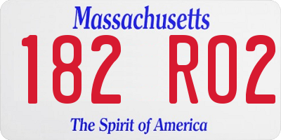 MA license plate 182RO2