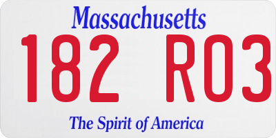 MA license plate 182RO3