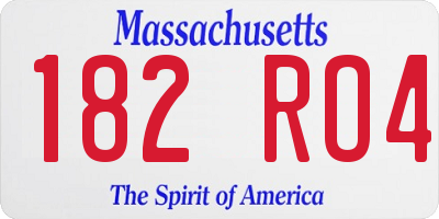 MA license plate 182RO4