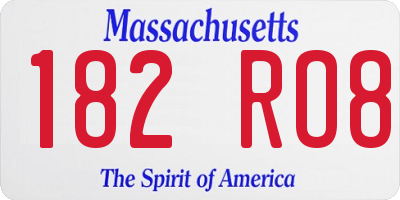 MA license plate 182RO8