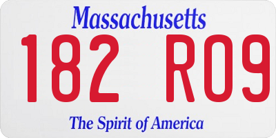 MA license plate 182RO9
