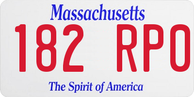 MA license plate 182RP0