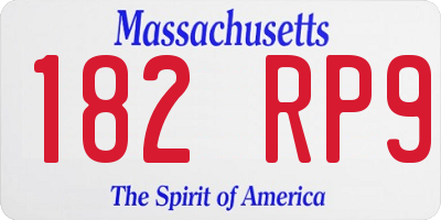 MA license plate 182RP9