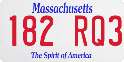 MA license plate 182RQ3