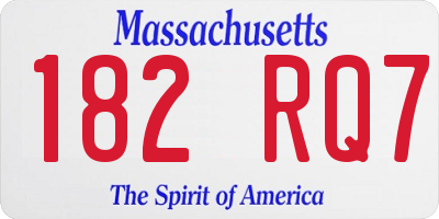 MA license plate 182RQ7