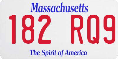MA license plate 182RQ9