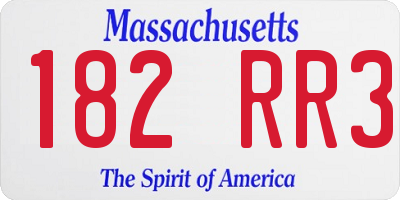 MA license plate 182RR3