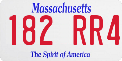 MA license plate 182RR4
