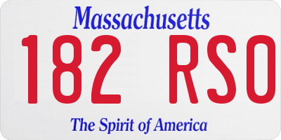 MA license plate 182RS0