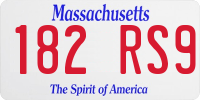 MA license plate 182RS9