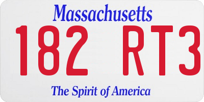 MA license plate 182RT3