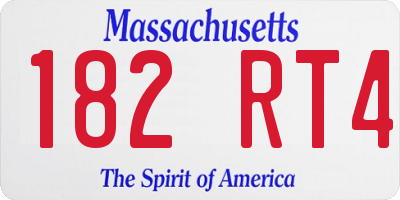MA license plate 182RT4