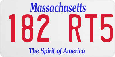 MA license plate 182RT5