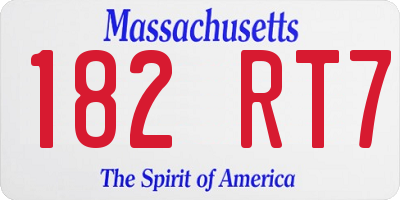 MA license plate 182RT7