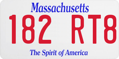 MA license plate 182RT8