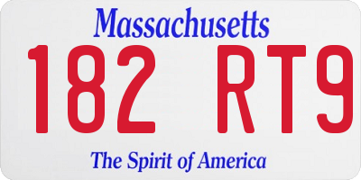 MA license plate 182RT9