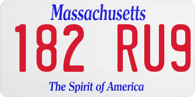 MA license plate 182RU9