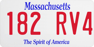 MA license plate 182RV4