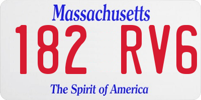 MA license plate 182RV6