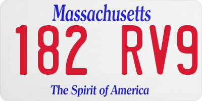 MA license plate 182RV9