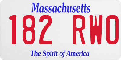 MA license plate 182RW0