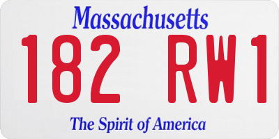 MA license plate 182RW1