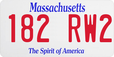 MA license plate 182RW2