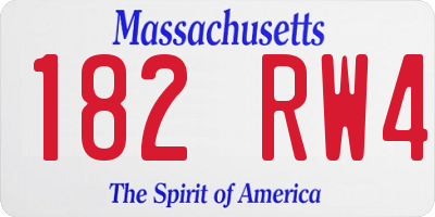 MA license plate 182RW4