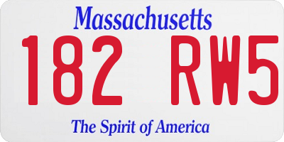 MA license plate 182RW5