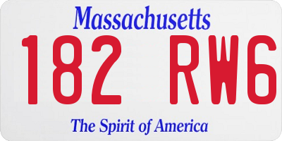 MA license plate 182RW6
